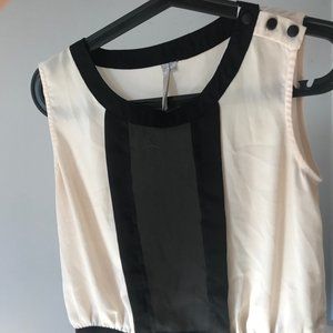Small Pink & Black Sheer Fitted Sleeveless Top Blouse, Shoulder Button Details